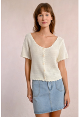 Molly Bracken Molly Bracken -  Cropped Crochet Cardigan (Off White)