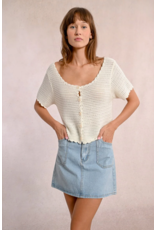 Molly Bracken Molly Bracken -  Cropped Crochet Cardigan (Off White)