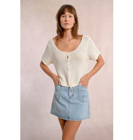 Molly Bracken Molly Bracken -  Cropped Crochet Cardigan (Off White)