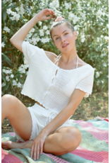Molly Bracken Molly Bracken -  Cropped Crochet Cardigan (Off White)
