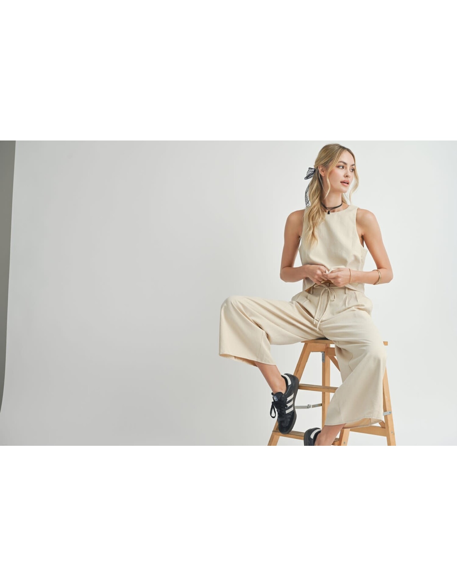 Sadie & Sage Sadie & Sage - Past Midnight Wide Leg Pants (Cream)