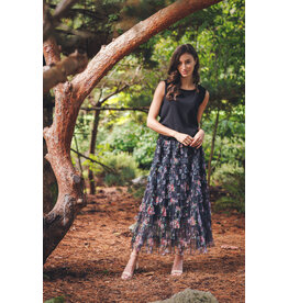 Papillon Papillon - Tiered Floral Skirt (Black)