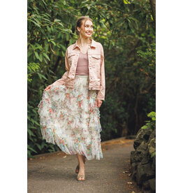 Papillon Papillon - Tiered Floral Skirt (Cream)
