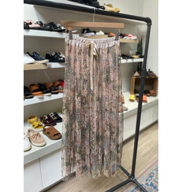 Astrid Astrid - Mid Summer Tie Skirt with Floral Overlay (Green)