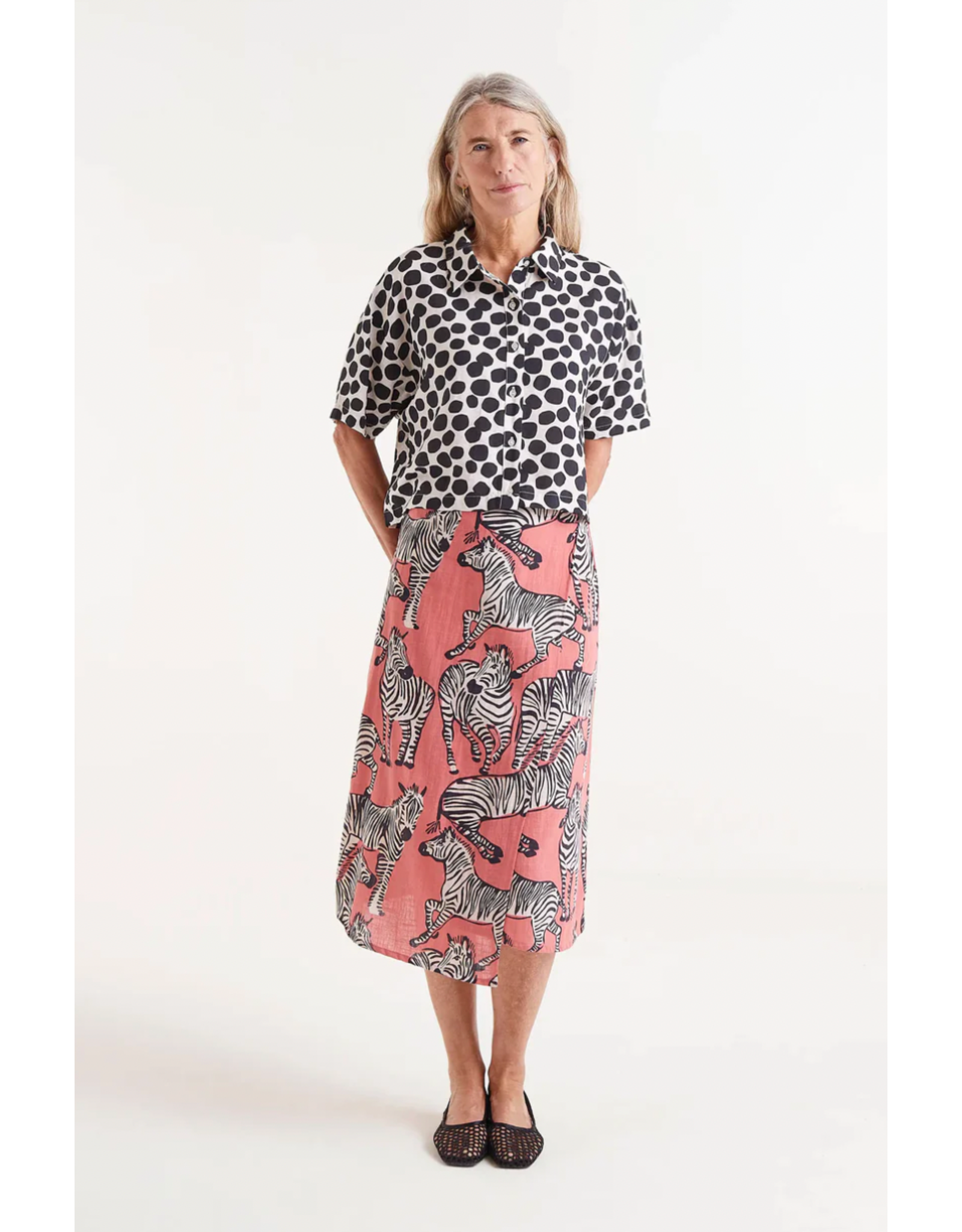 Compania Fantastica Compania Fantastica -  Zebra Print Midi Skirt (Pink)