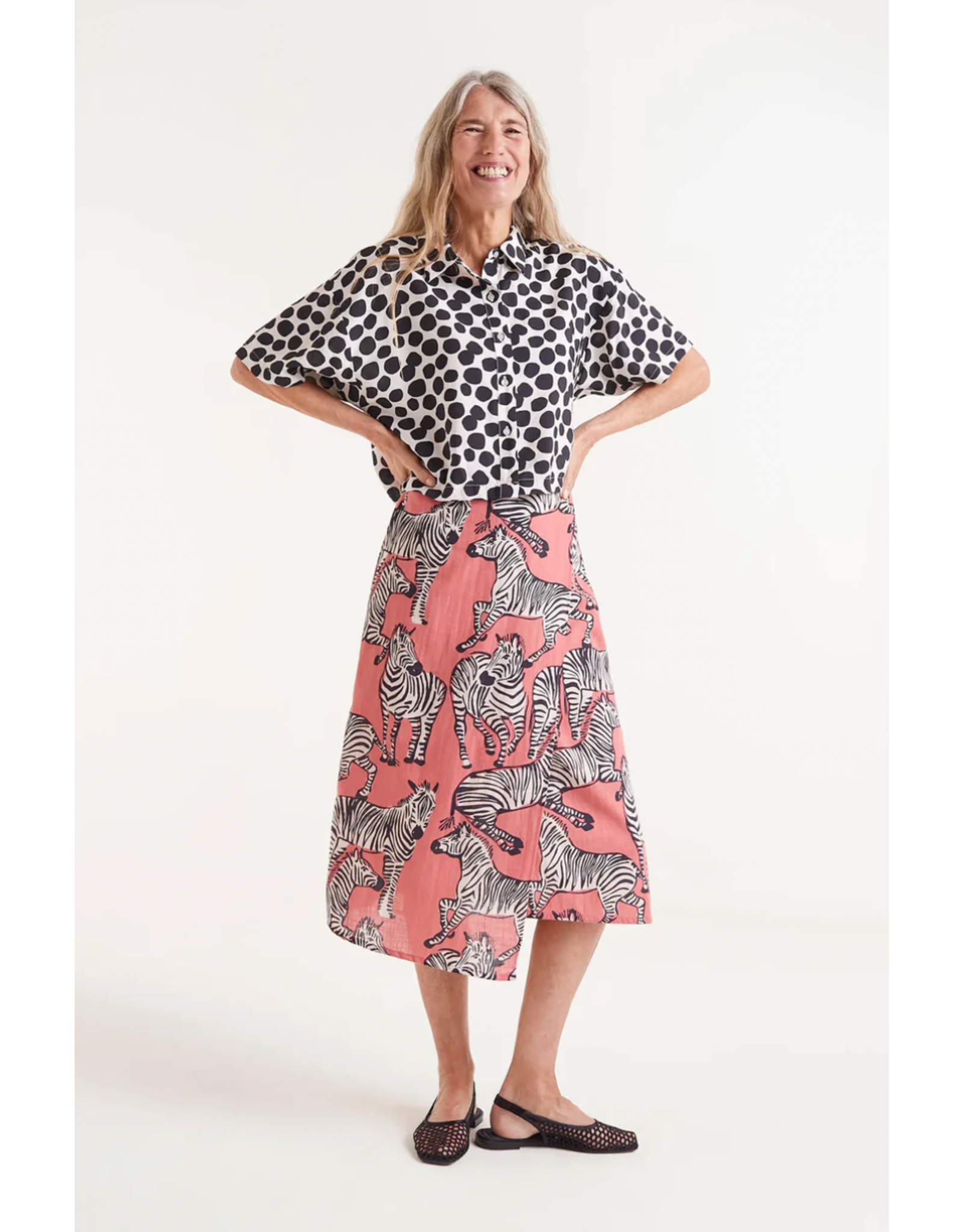 Compania Fantastica Compania Fantastica -  Zebra Print Midi Skirt (Pink)