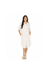 Made in Italy - Button Up Linen Dress (White)