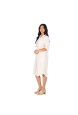 Made in Italy - Button Up Linen Dress (White)