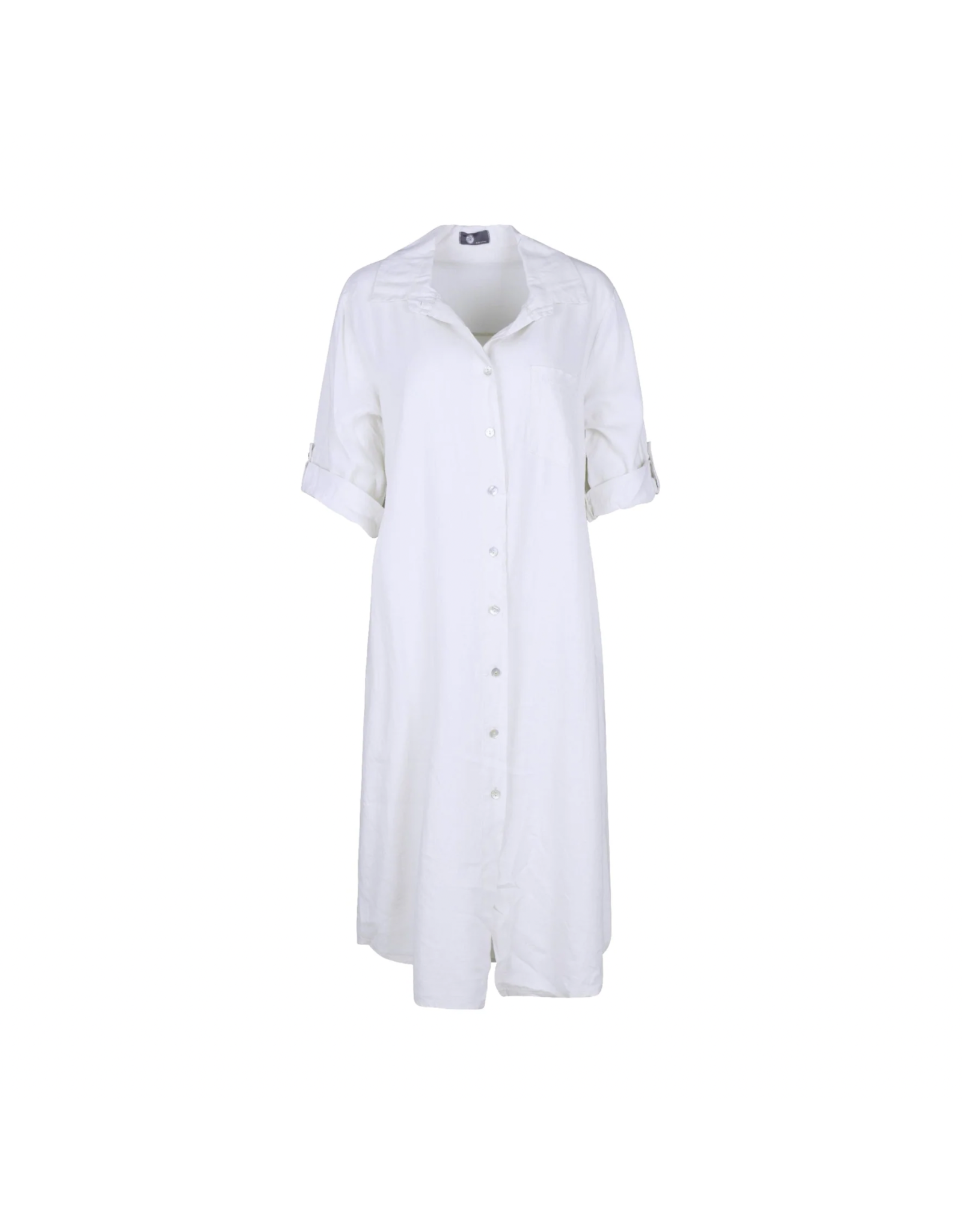 Made in Italy - Button Up Linen Dress (White)