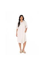Made in Italy - Button Up Linen Dress (White)
