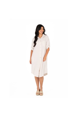 Made in Italy - Button Up Linen Dress (White)