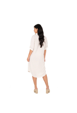 Made in Italy - Button Up Linen Dress (White)