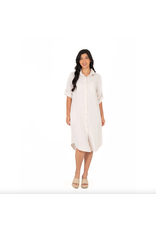 Made in Italy - Button Up Linen Dress (White)