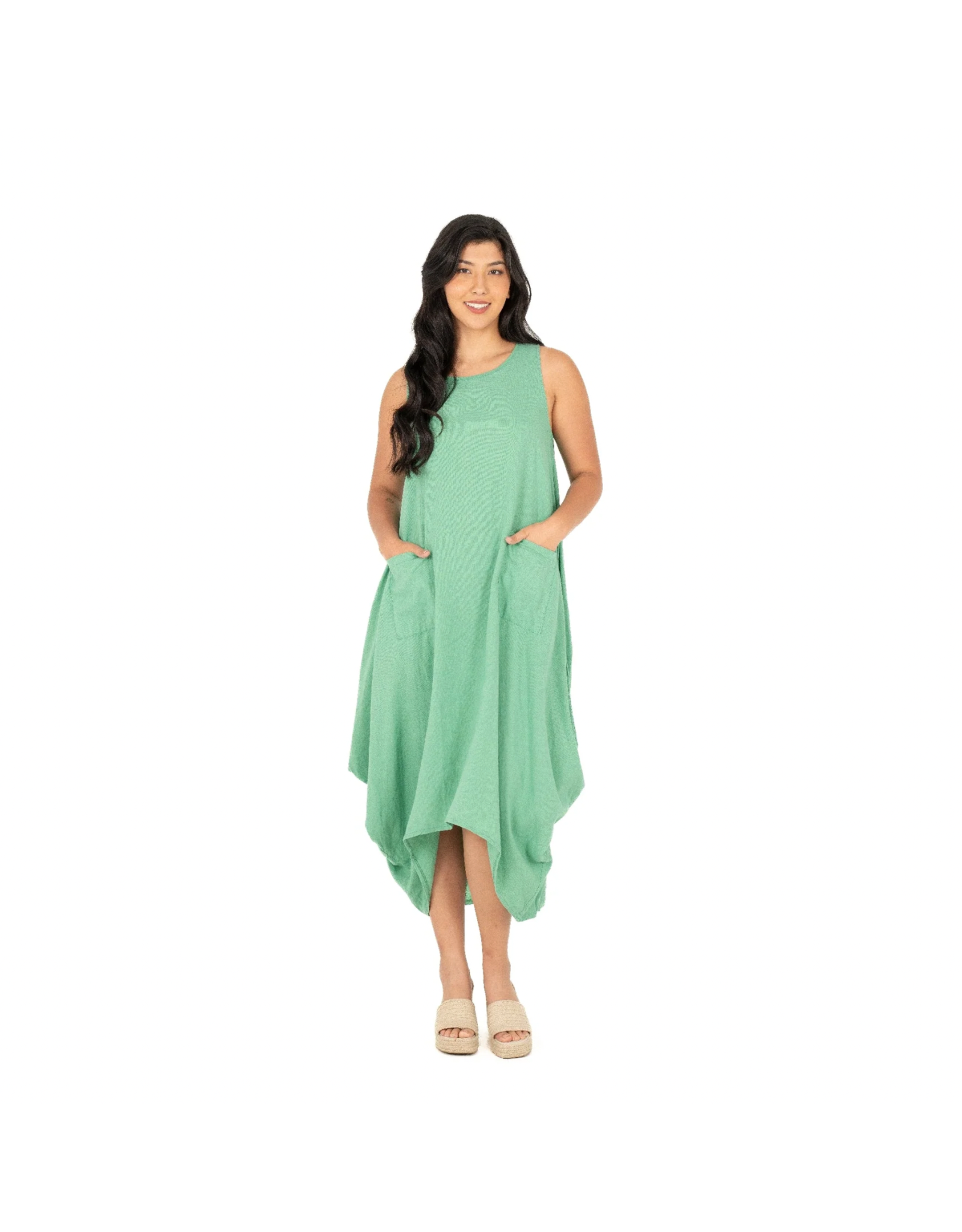 Made in Italy - Flowy Dress  with Pockets (Jade)