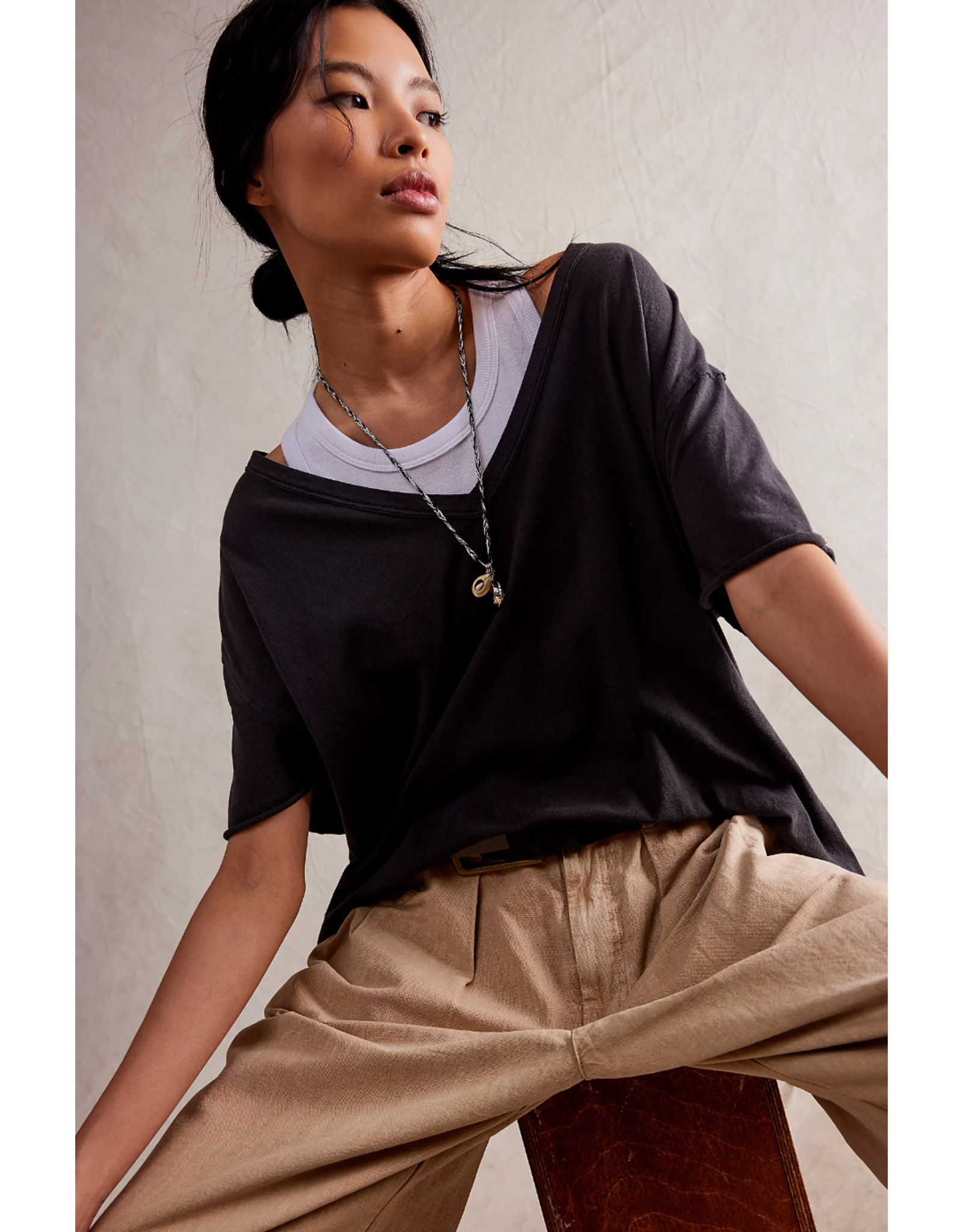 Free people Free People - Nina V Neck Tee (Black)