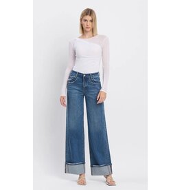 VERVET VERVET - High Rise Cuffed Baggy Wide Panel Jean (Shine)