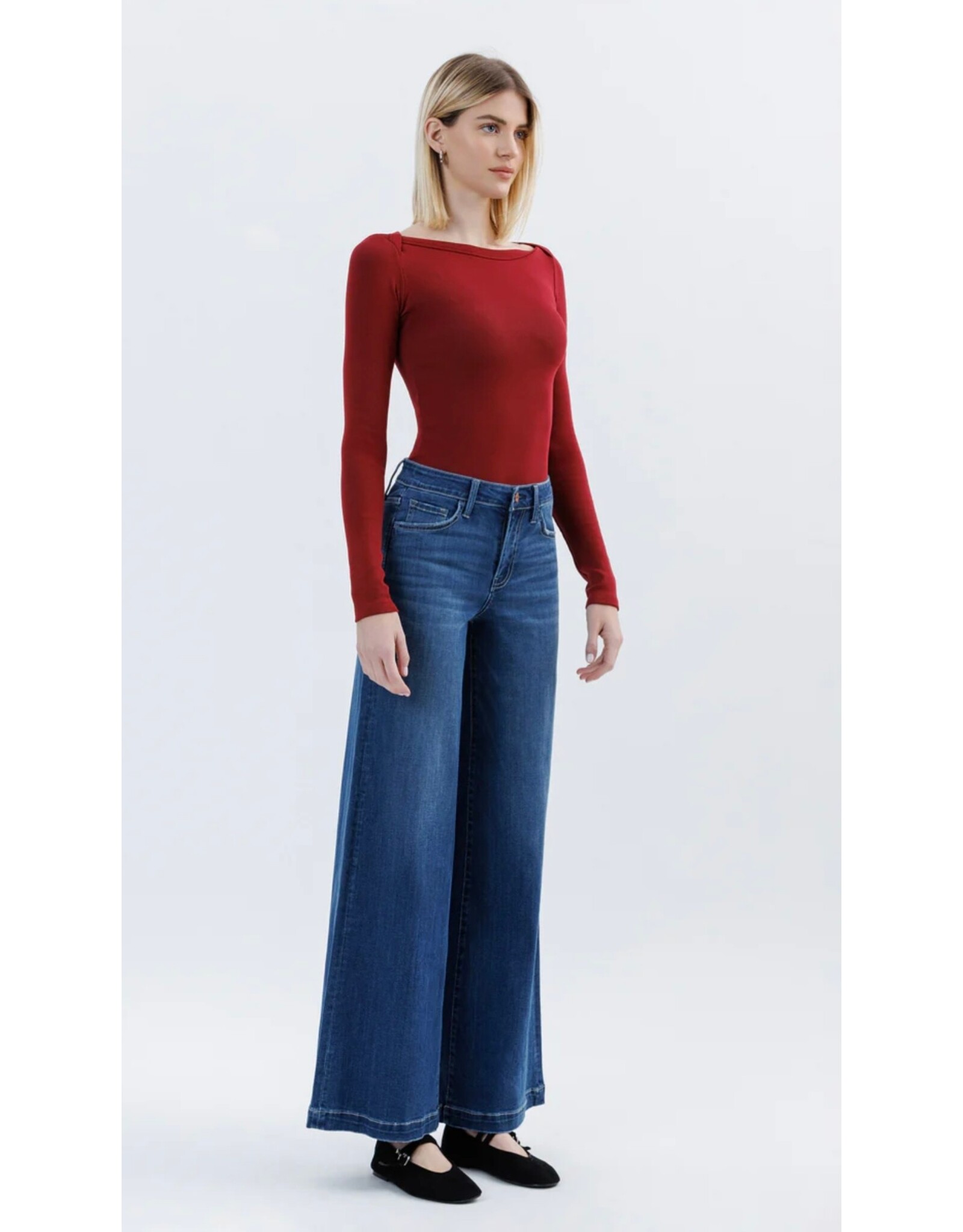 VERVET VERVET - Jesse Mid Rise Palazzo Jeans (Humane)