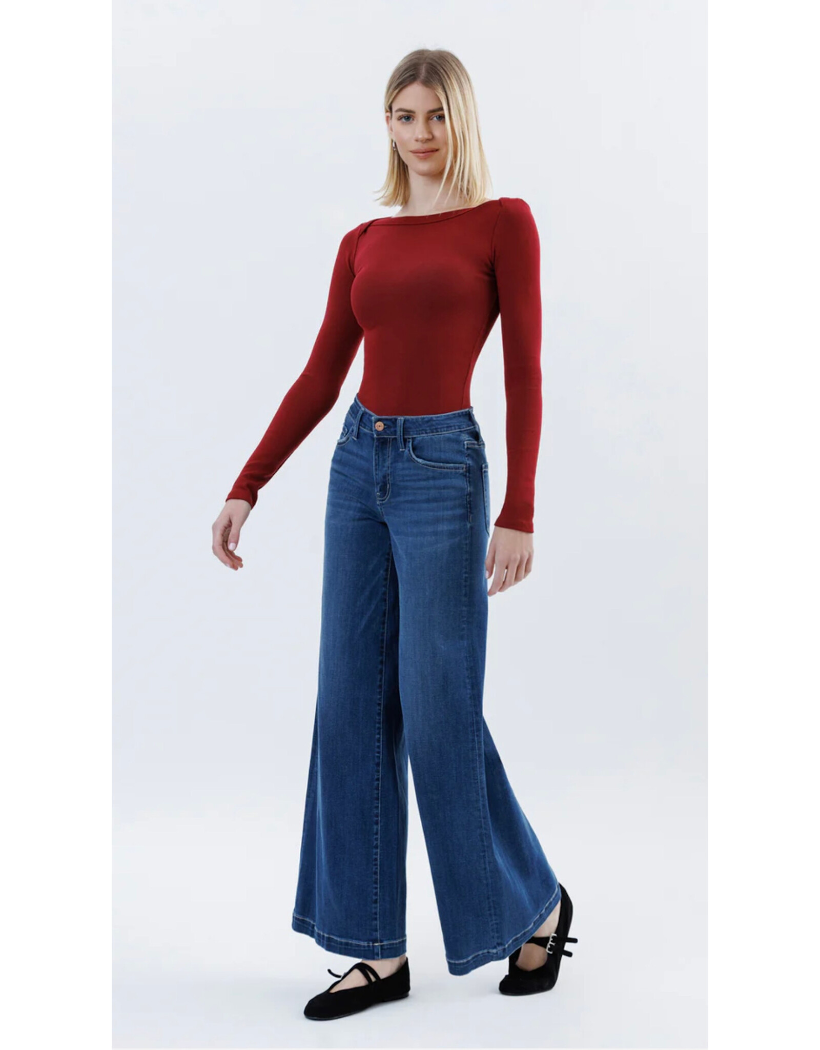 VERVET VERVET - Jesse Mid Rise Palazzo Jeans (Humane)