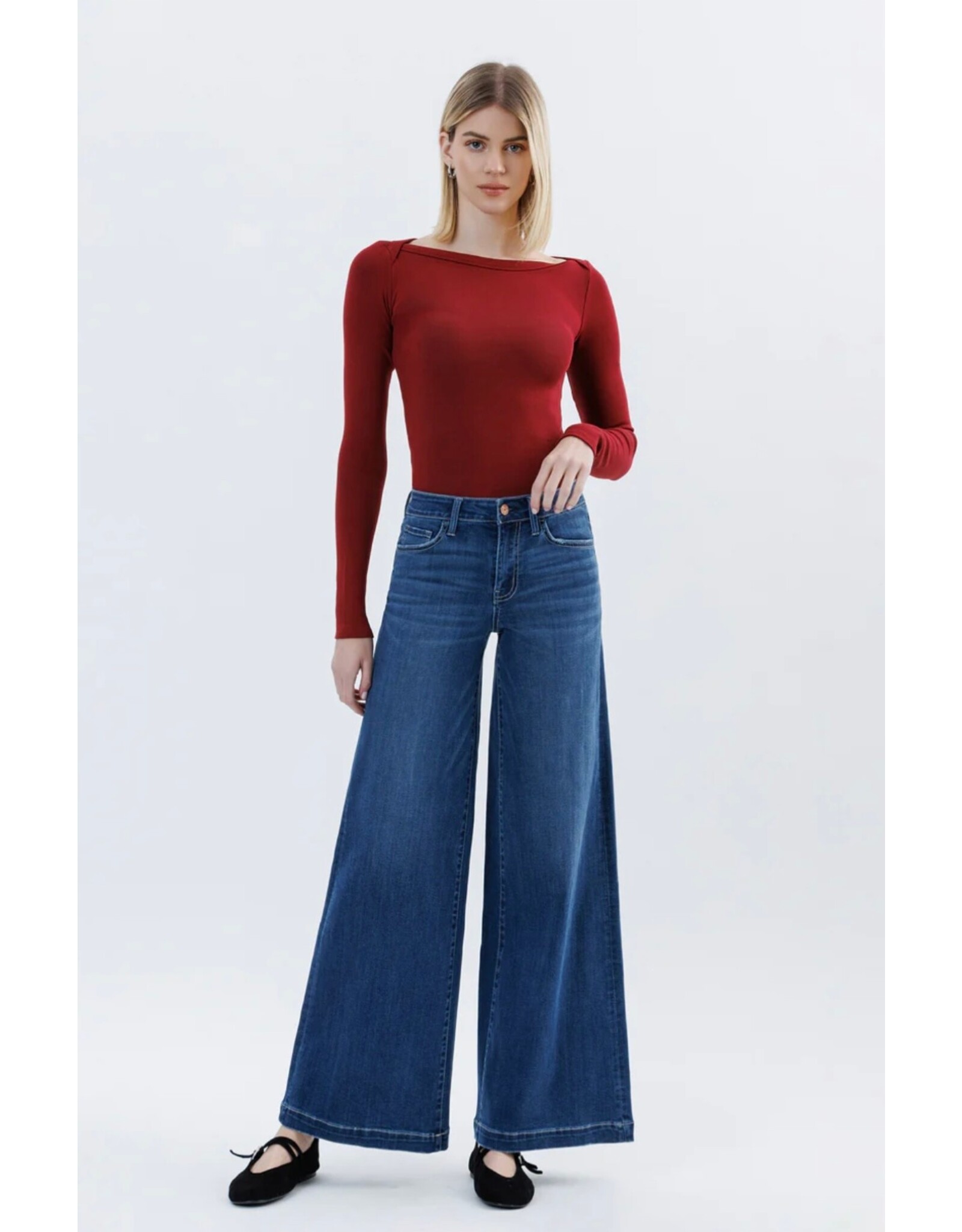 VERVET VERVET - Jesse Mid Rise Palazzo Jeans (Humane)