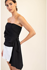 glam Draped Bustier Top (Black)