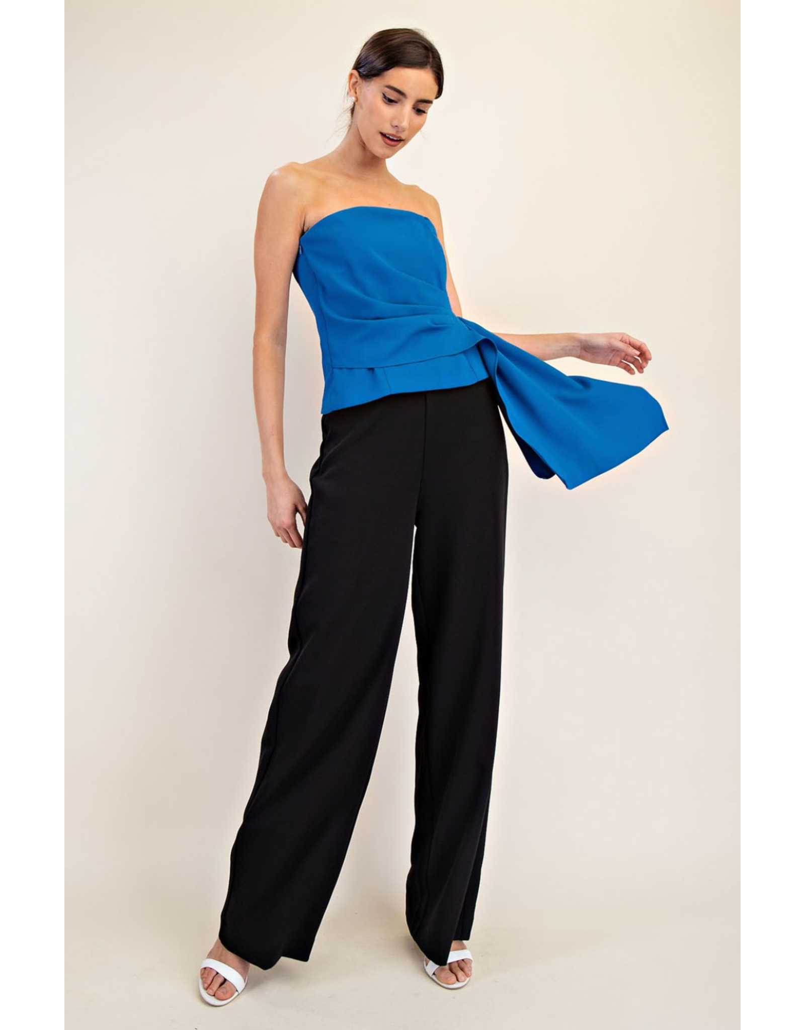 glam Draped Bustier Top (Black)