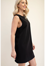 glam Round Neck Sleeveless Mini Dress (Black)