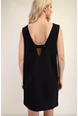 glam Round Neck Sleeveless Mini Dress (Black)