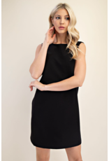 glam Round Neck Sleeveless Mini Dress (Black)