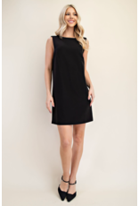 glam Round Neck Sleeveless Mini Dress (Black)