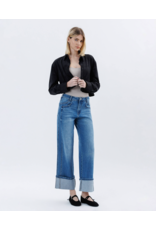 VERVET VERVET - High Rise Cuffed Baggy Wide Leg (Dark Denim)
