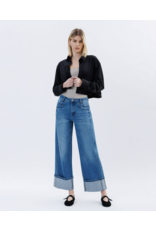 VERVET VERVET - High Rise Cuffed Baggy Wide Leg (Dark Denim)