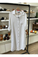 Made in Italy - Button Up Linen Dress (White)