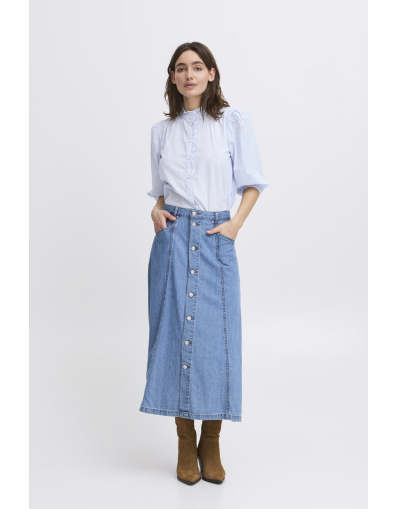 b.young b.young - Imogen Short Sleeve Blouse (Silver Lake Blue)