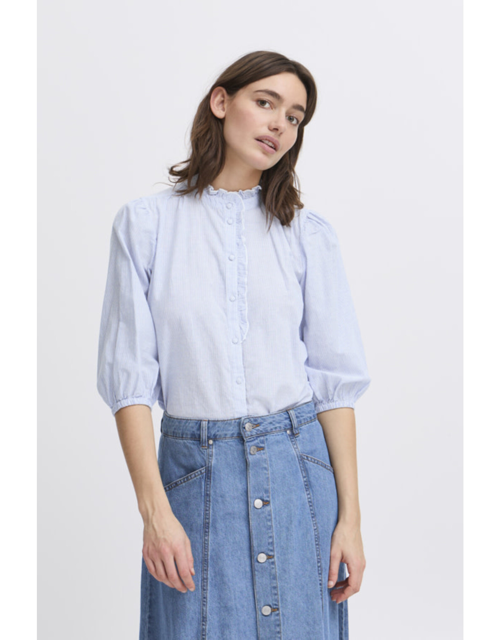 b.young b.young - Imogen Short Sleeve Blouse (Silver Lake Blue)
