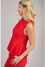 glam Sleeveless Fitted Peplum Top (Red)