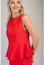glam Sleeveless Fitted Peplum Top (Red)