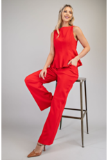 glam Sleeveless Fitted Peplum Top (Red)