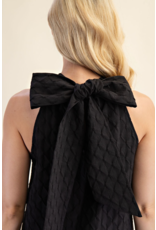 glam Neck and Bow Mini Dress (Black)