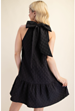 glam Neck and Bow Mini Dress (Black)