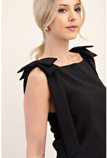 glam Straight Neckline Bow Dress (Black)