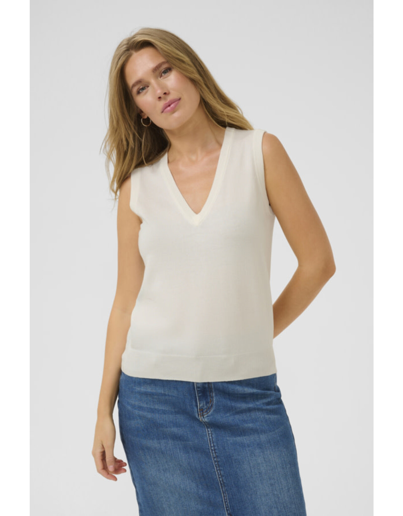 Kaffe Kaffe - Lizza Knit Vest (Chalk)