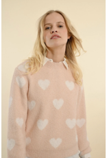 Molly Bracken Molly Bracken - Heart Print Sweater (Light Pink)