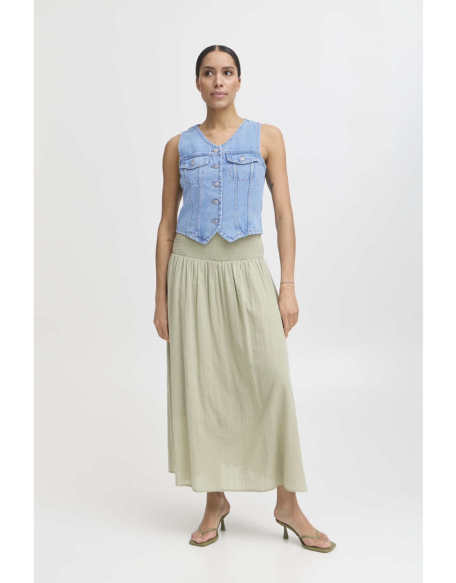 b.young b.young - Kallie Waistcoat (Light Blue Denim)
