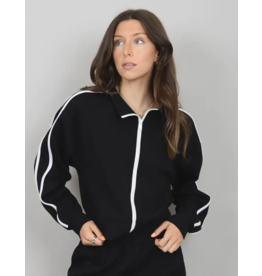 RD Style RD Style - Alisaie Soft Knit Zipper Top (Black / White)