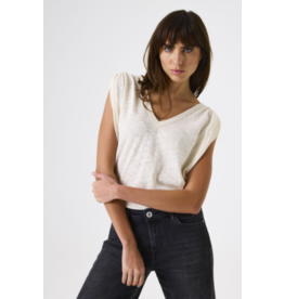Garcia Garcia - V Neck Top with Ruched Shoulder (Ecru)