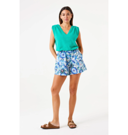 Garcia Garcia - V Neck Top with Ruched Shoulder (Vivid Green)
