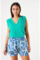 Garcia Garcia - V Neck Top with Ruched Shoulder (Vivid Green)