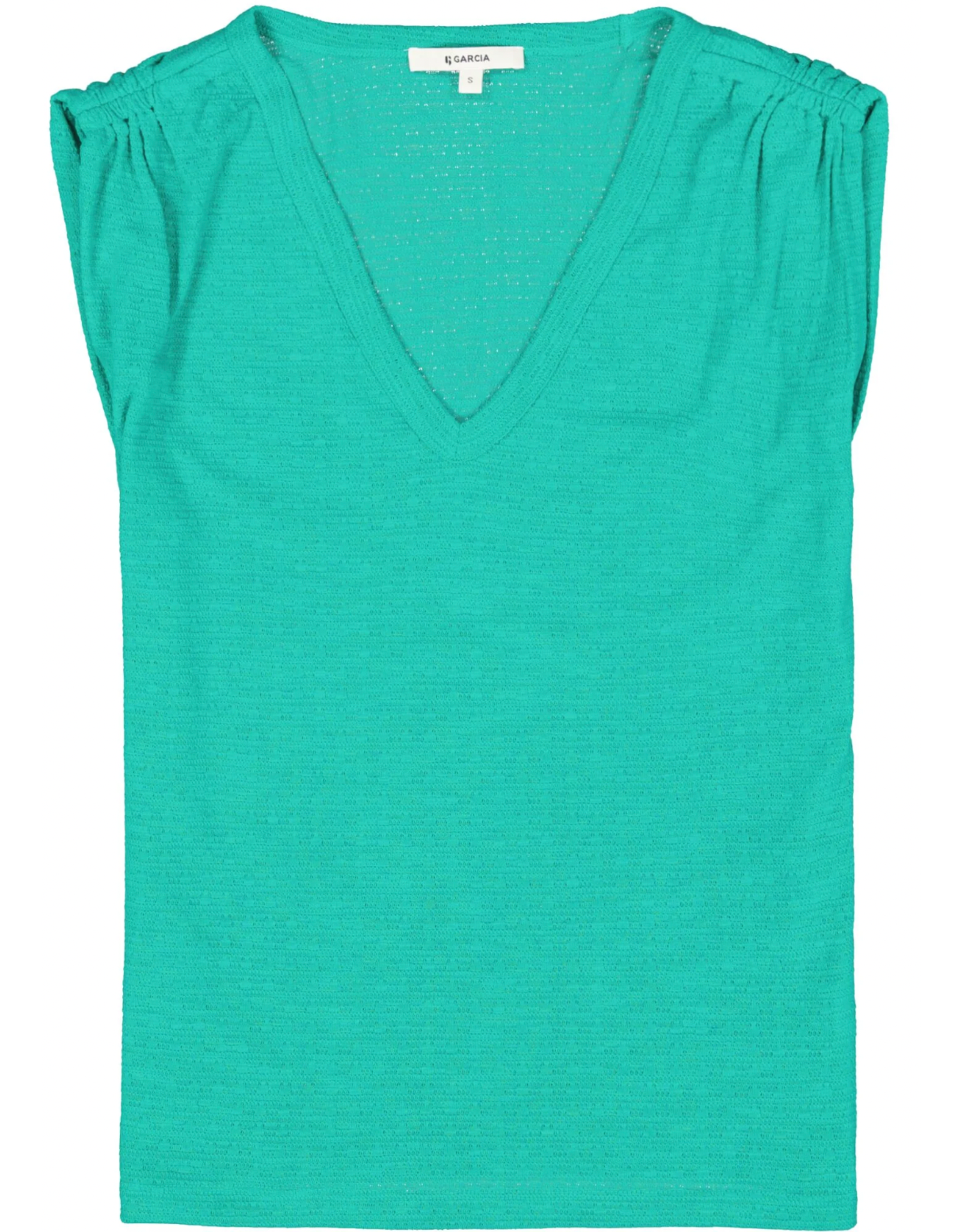 Garcia Garcia - V Neck Top with Ruched Shoulder (Vivid Green)