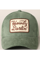 Fashion City Howdy Darlin' Embroidery Patch Corduroy Cap (Sage)