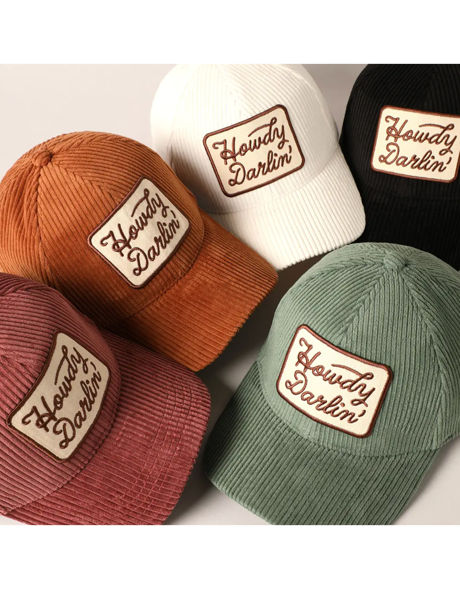 Fashion City Howdy Darlin' Embroidery Patch Corduroy Cap (Sage)